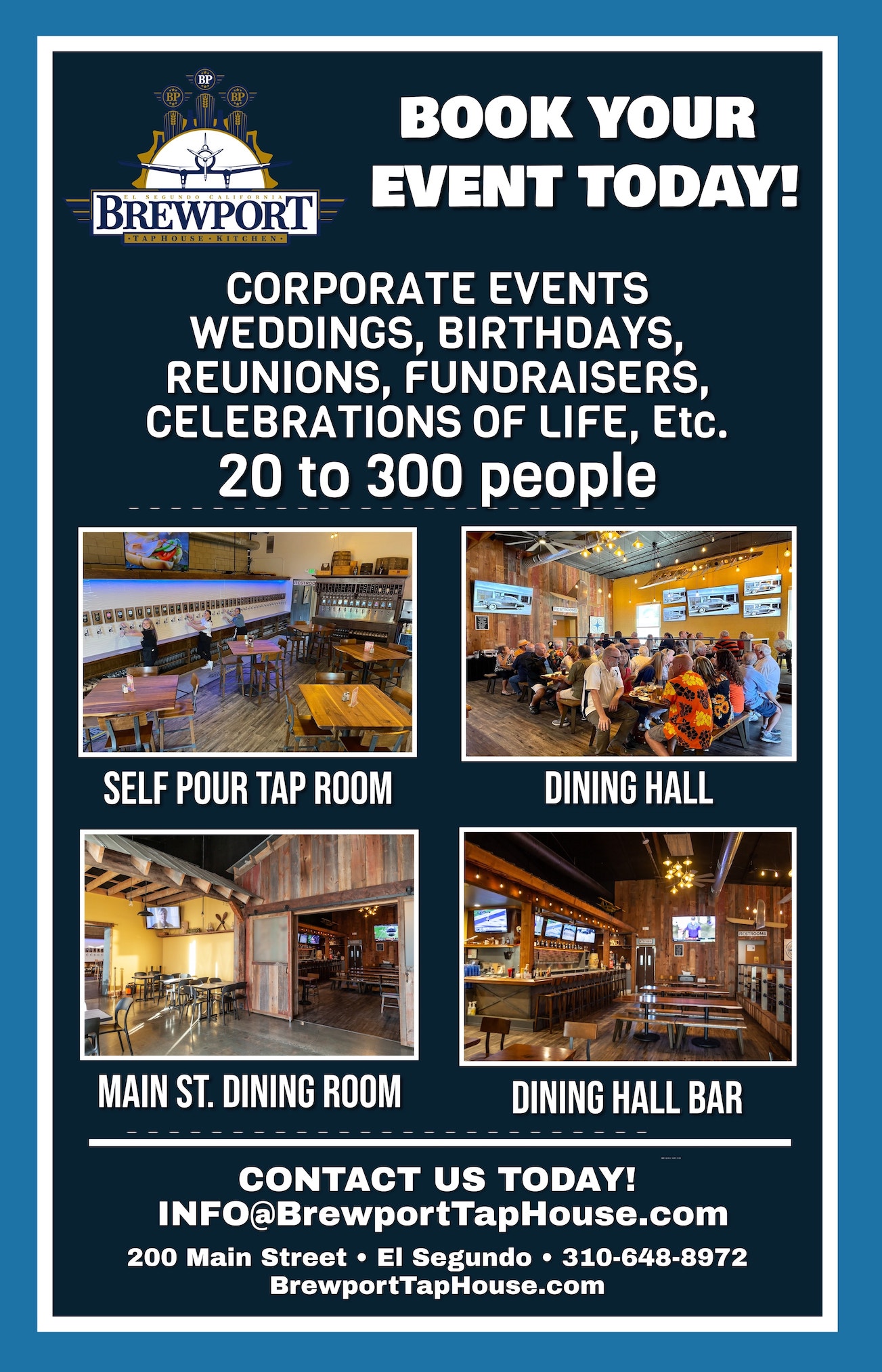 Corporate events, Weddings, Birthdays, Reunions, Fundraisers and more.